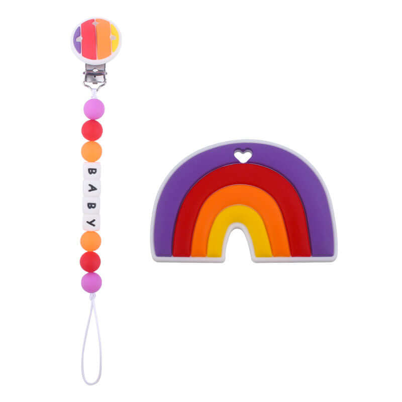 Food Grade Silicone rainbow teether - siliconebabyessential.com