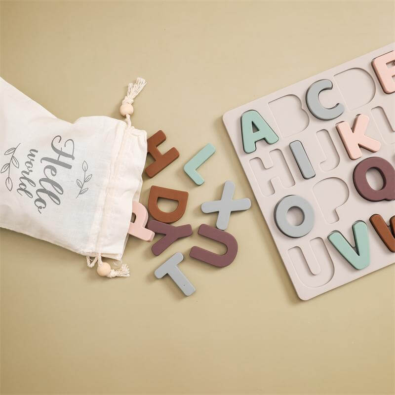 Food Grade Silicone 26 alphabet puzzle set - siliconebabyessential.com