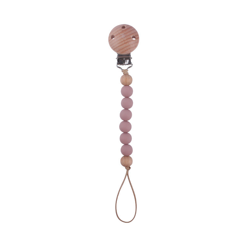 Wooden Bead Dummy Chain baby soother toy - siliconebabyessential.com