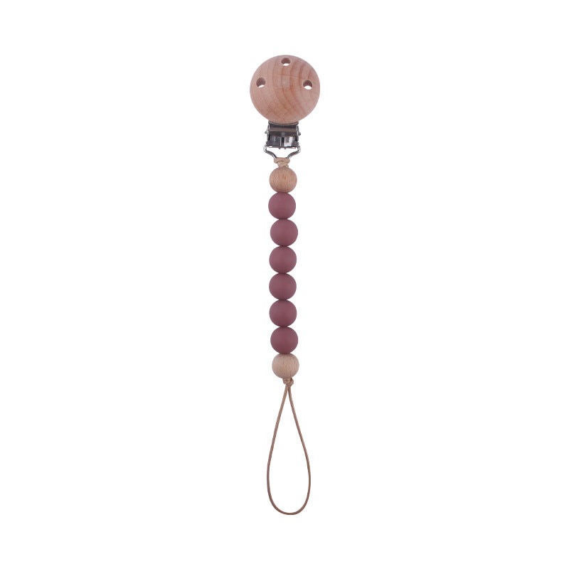 Wooden Bead Dummy Chain baby soother toy - siliconebabyessential.com