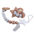 Wooden Animal Teether Ring & Dummy Chain Set - siliconebabyessential.com