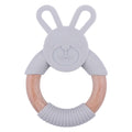 Food Grade Silicone Bunny wooden teether ring - siliconebabyessential.com